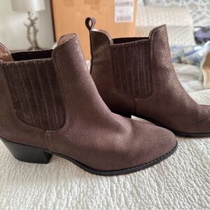 Anthropologie Shimmering Brown Ankle Boots